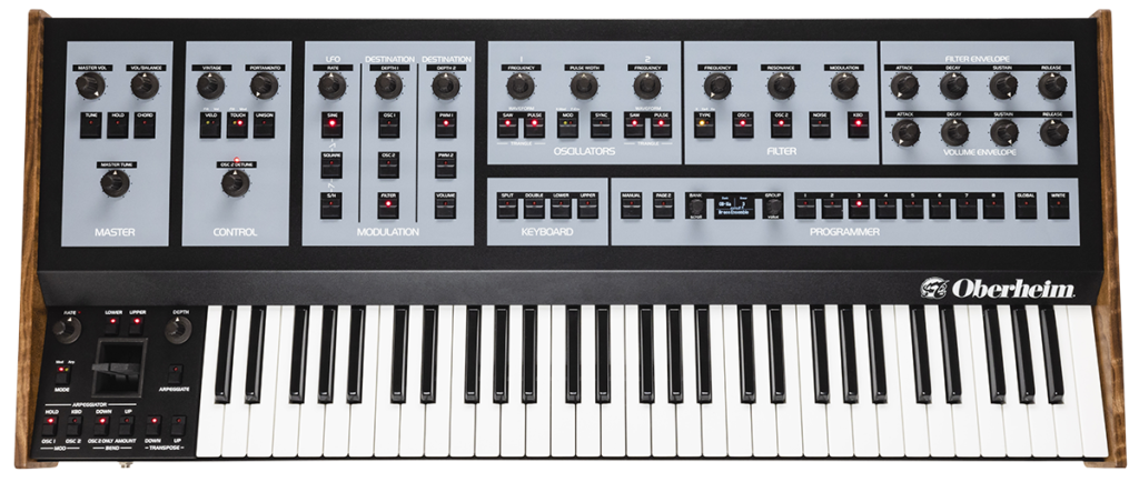 OB-X8 analogue synth - top view